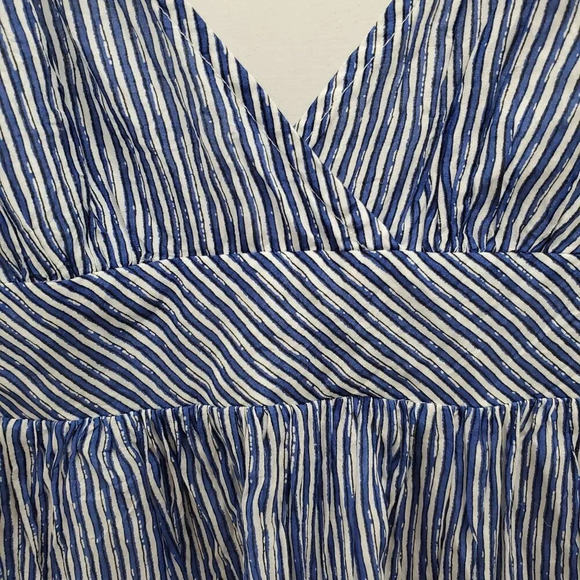 GAP Women's Blue White Distressed Stripe Silk Blend Lined Babydoll‎ Dress Size S - Picture 2 of 8